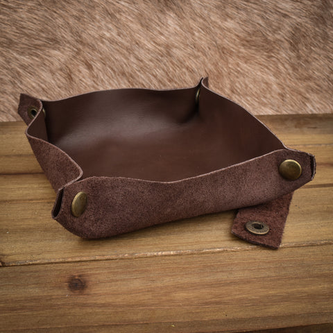 Leather Collapsible Dice Tray (Semi-Gloss Brown)