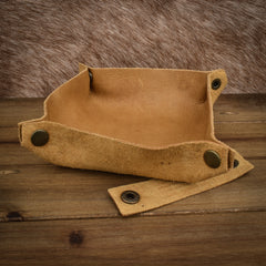 Leather Collapsible Dice Tray (Textured Tan)