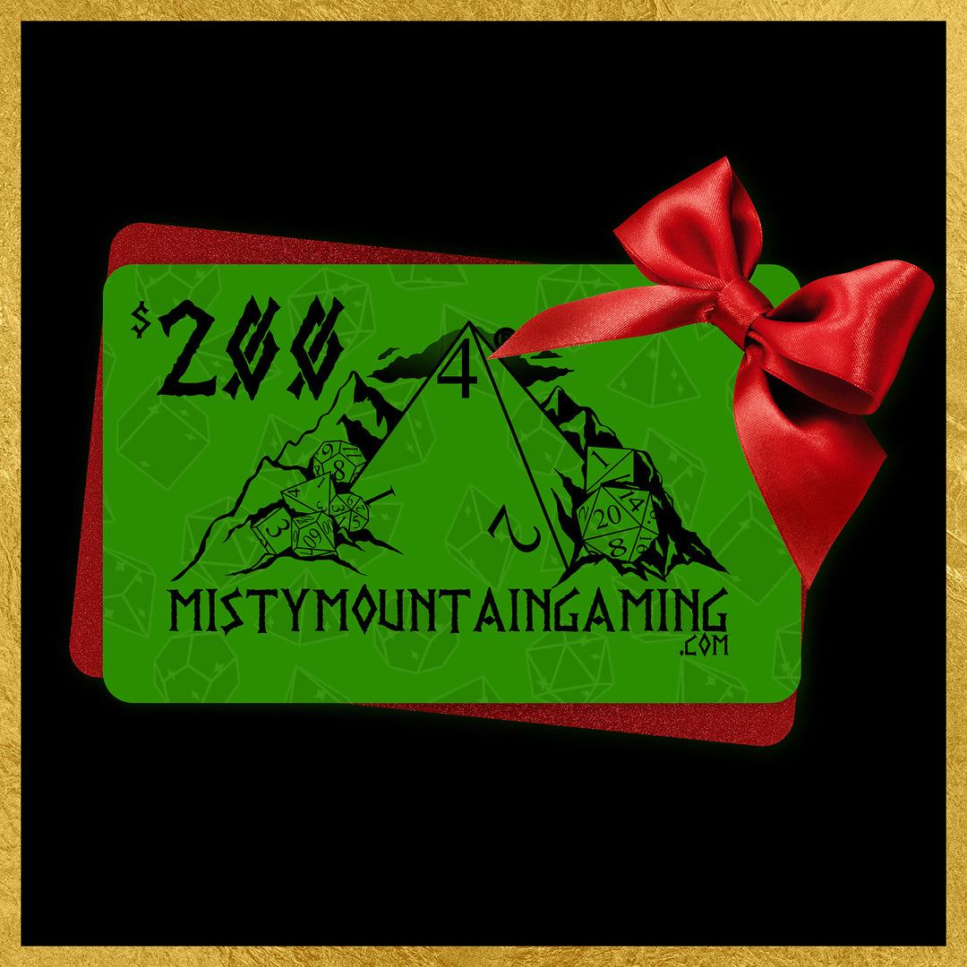 Green gift card with red ribbon and &