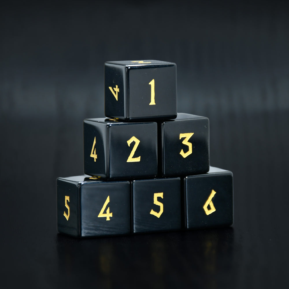 Obsidian 6pc d6 Stone Dice Set