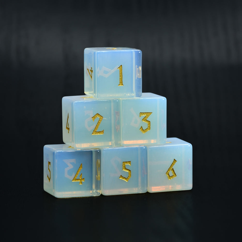 Opalite 6pc d6 Stone Dice Set
