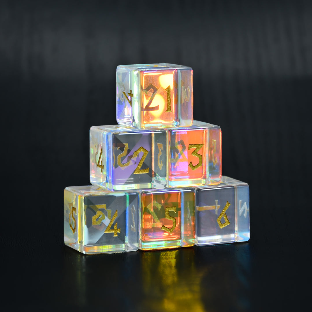 Prismatic Glass 6pc d6 Stone Dice Set