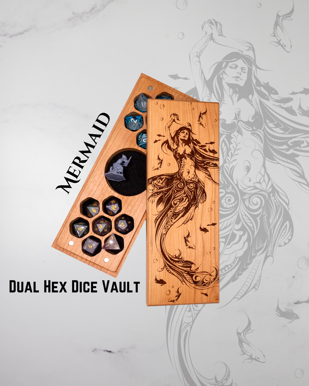 Mermaid | Engraved Dual Hex Dice Vault