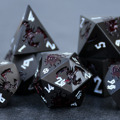 Monster Manual Dice - Gunmetal and Crimson