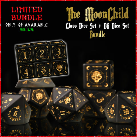 LIMITED BUNDLE | The Moonchild Glass Dice Set + d6 Dice Set Bundle