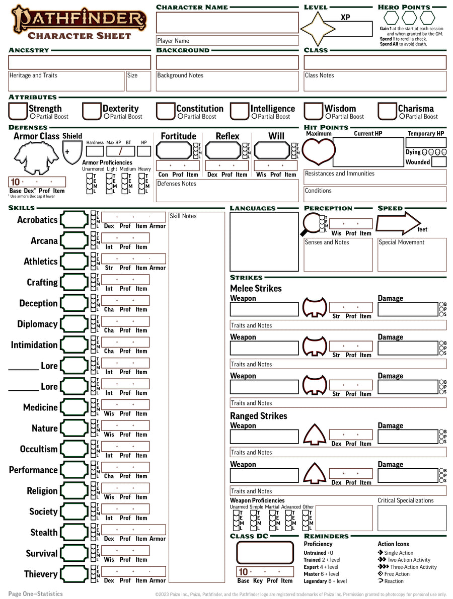 Pathfinder Official Character Sheet (PDF Download) – Misty Mountain Gaming