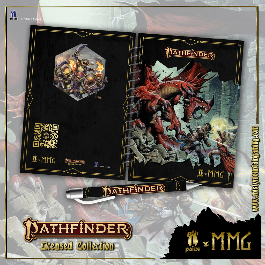 Pathfinder adventure notebook and pen for tabletop gaming