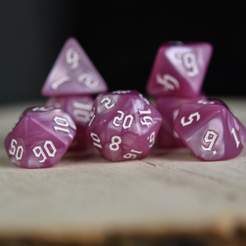 Creamy pink pearl acrylic dice set