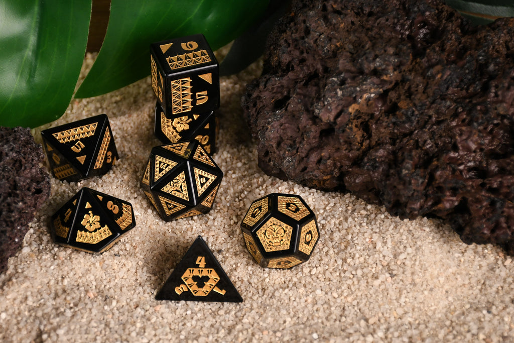 Polynesian Black Obsidian Stone dnd Dice