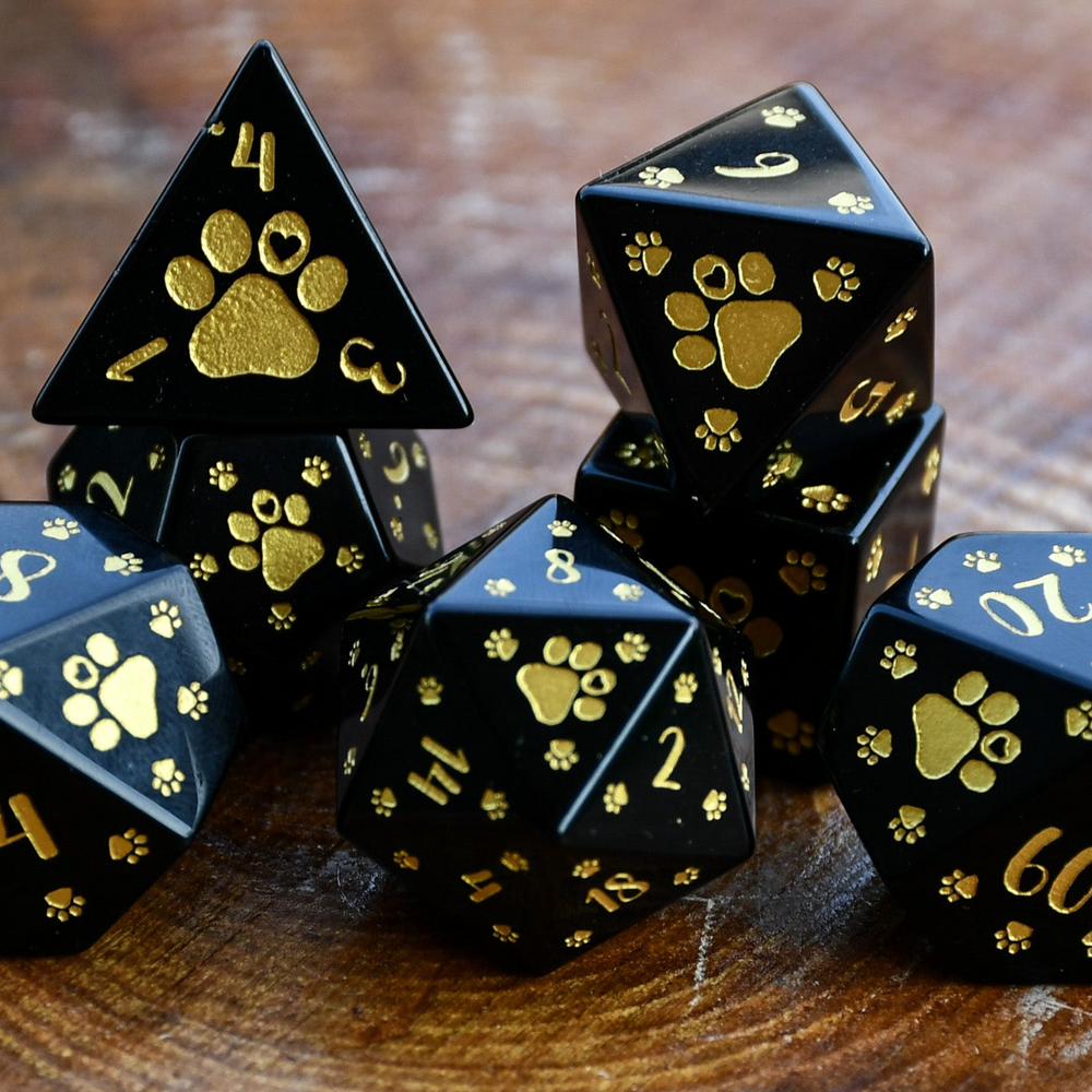 Pre-Order || Puppy Paws Obsidian Dice Set