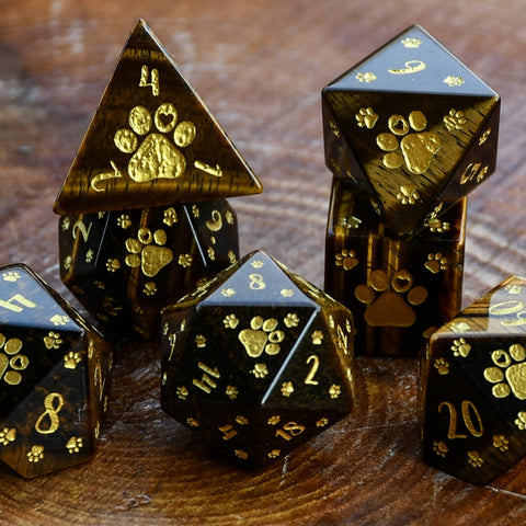 Puppy Paws Yellow Tiger Eye Dice Set