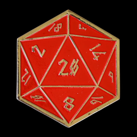 Red and Silver D20 Pin