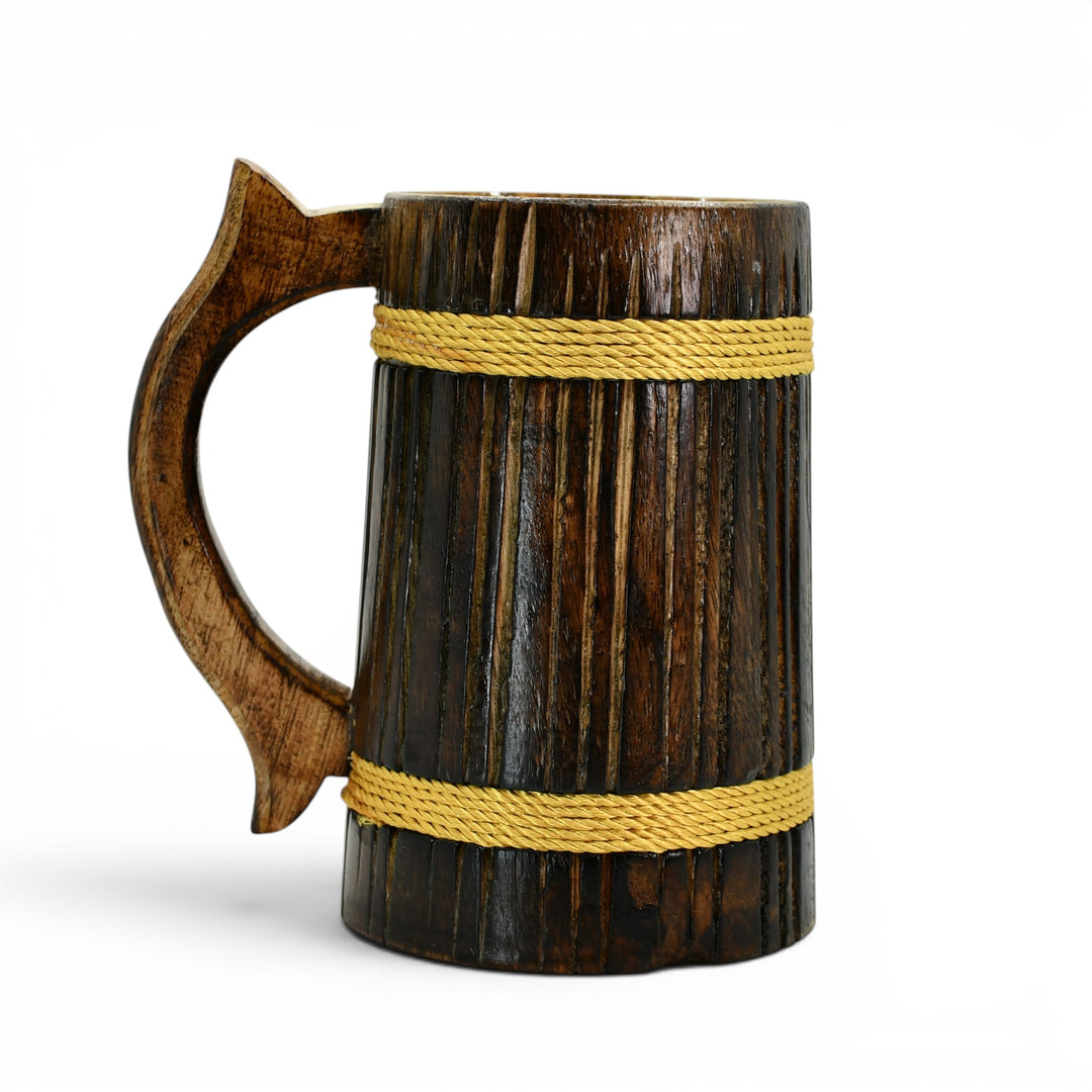 Ribbed Dark Wood Golden Rope Tankard