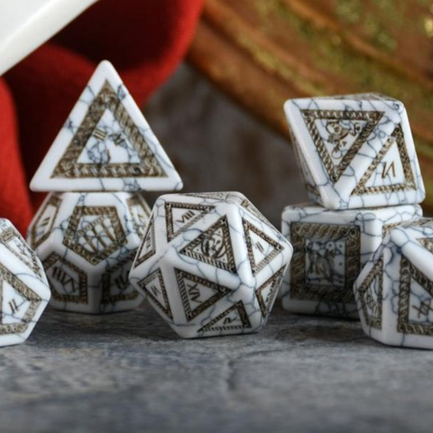 Roman White Howlite Stone Dice Set - Dice Around the World Collection