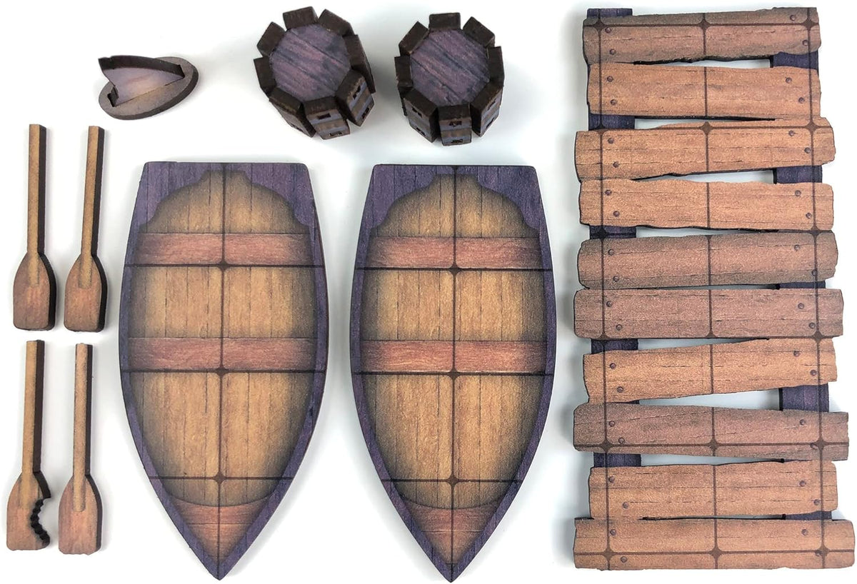 DND Island Rowboat Set | Full Color Wooden Battle Map Terrain | 25mm/1 ...