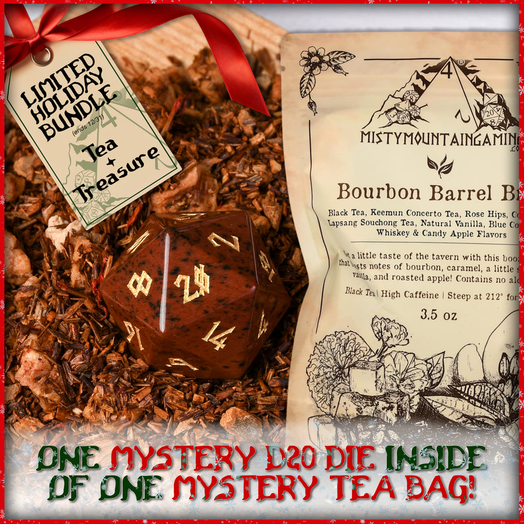 One mystery bag of tea with one mystery d20 die inside limited bundle ends 12/31