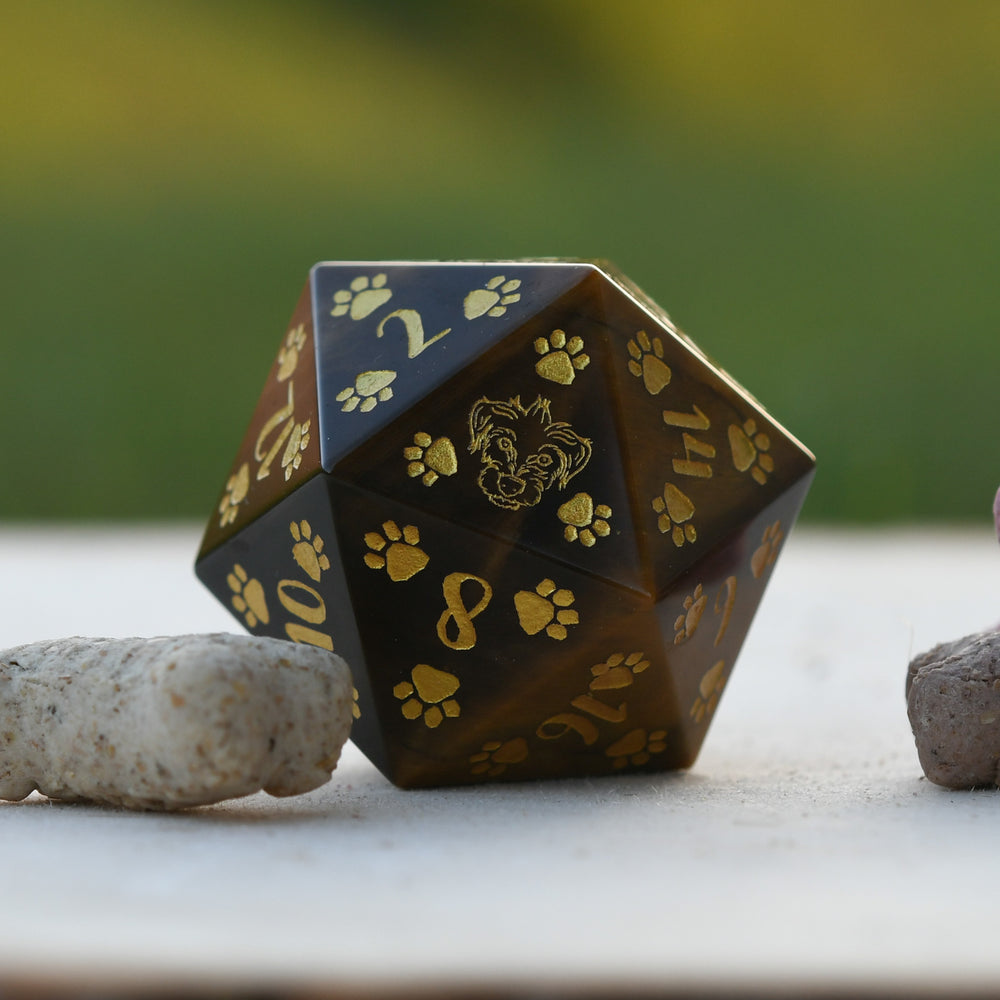 PRE-ORDER || Terrier Puppy Paws Tigers Eye 30mm D20