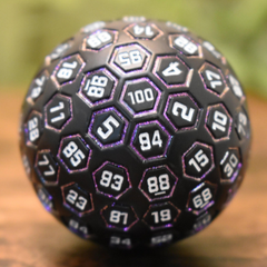 The Orb D100 -  Purple, White, and Black Metal Die