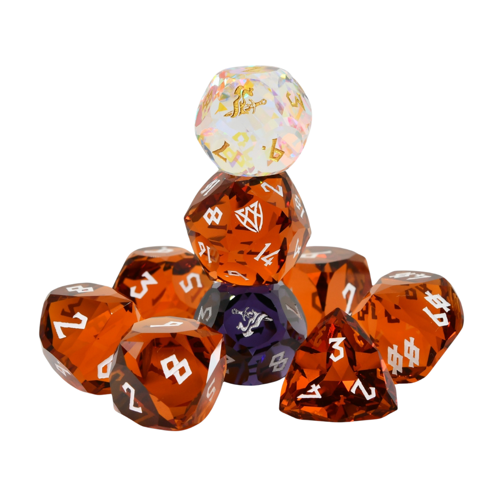 PRE-ORDER || Daggerheart Valor Domain Multifaceted Glass Dice Set