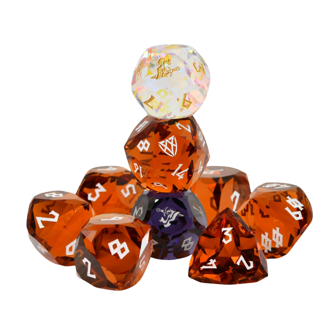 PRE-ORDER || Daggerheart Valor Domain Multifaceted Glass Dice Set