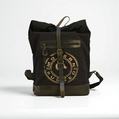 Black Canvas Roll-Top Backpack