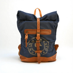 Navy Canvas Roll-Top Backpack