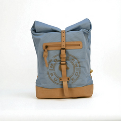 Powder Blue Canvas Roll-Top Backpack