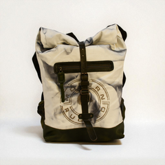 Marbled White Canvas Roll-Top Backpack