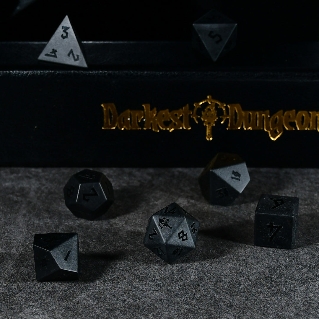 Darkest Dungeon Obsidian Dice Set w/ Leather Case