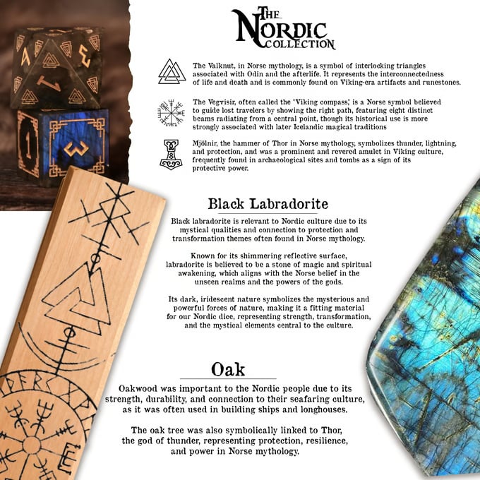 Nordic Black Labradorite Stone Dice Set