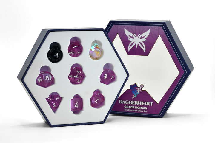 PRE-ORDER || Grace Domain Multifaceted Daggerheart Dice Set