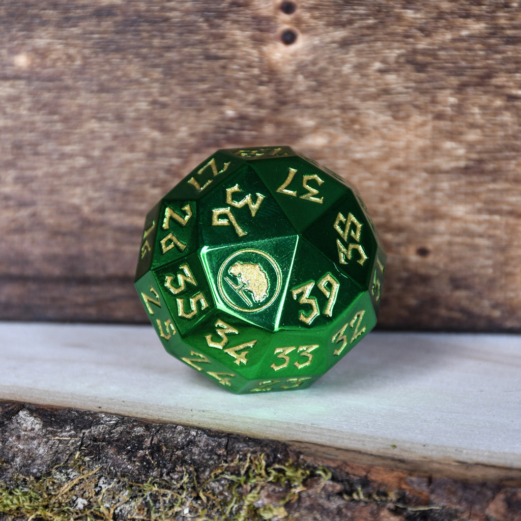 green land mtg d40 spindown metal die with gold numbering