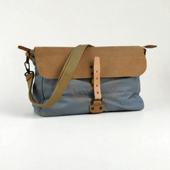 Powder Blue Canvas Laptop Bag