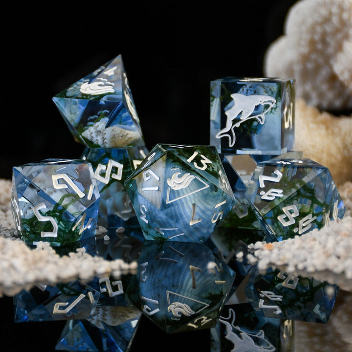Ocean Ecosystem Sharp-Edged Resin Dice Set