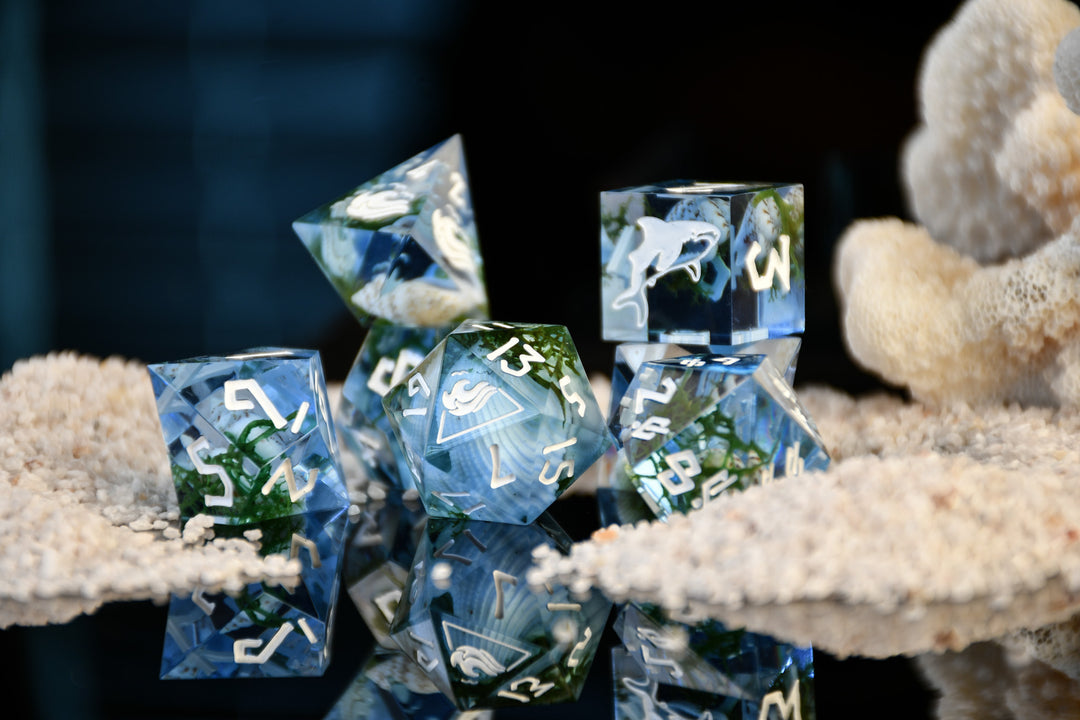 Ocean Ecosystem Sharp-Edged Resin Dice Set