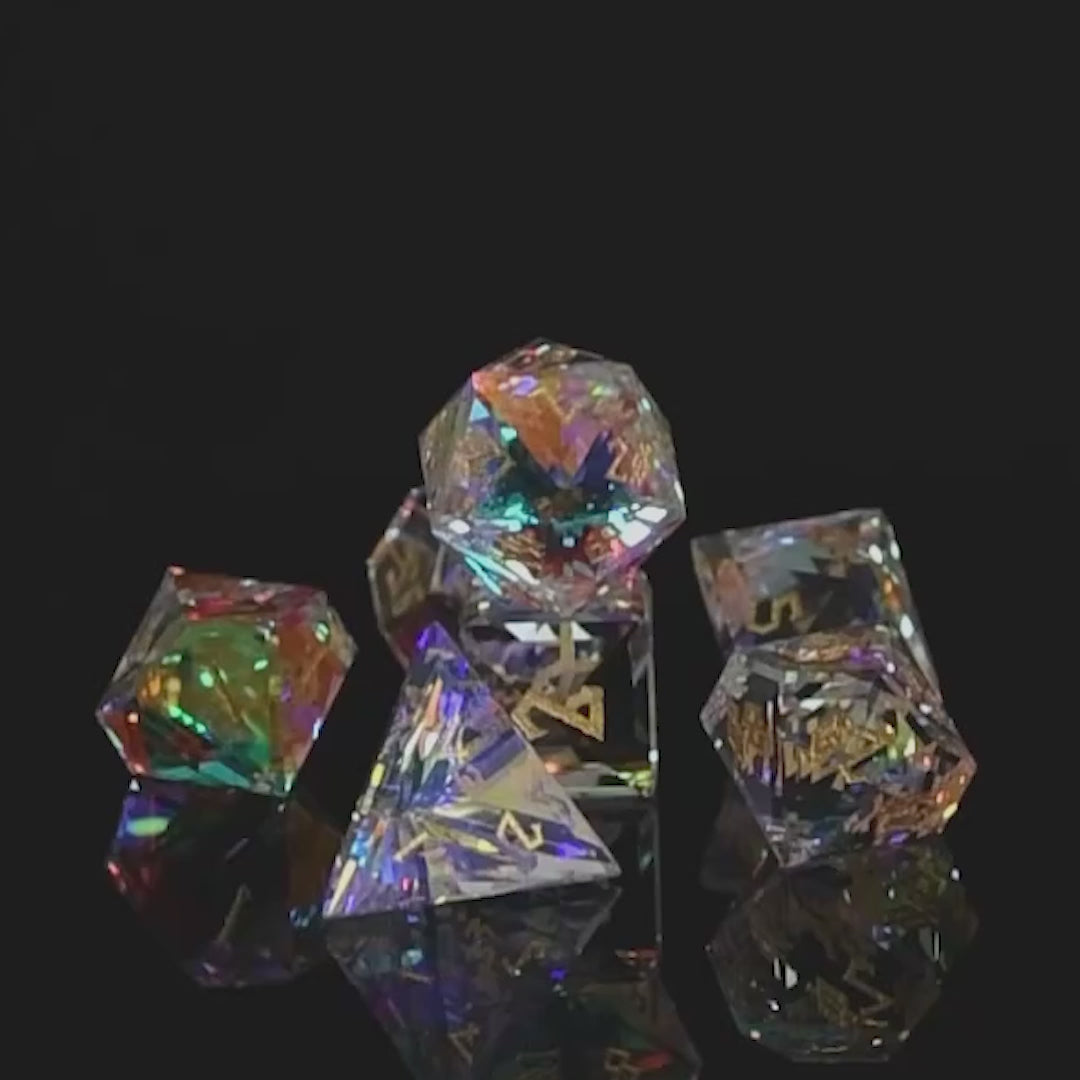 Diamond Prism Baguette Cut Glass Dice Set