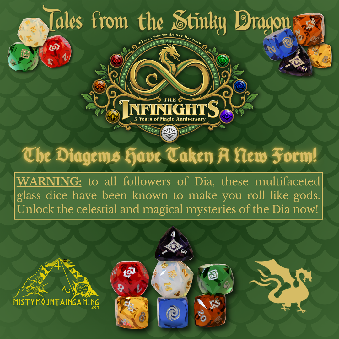 PRE-ORDER | The Diagem Dice Set | Tales from the Stinky Dragon x Misty Mountain Gaming