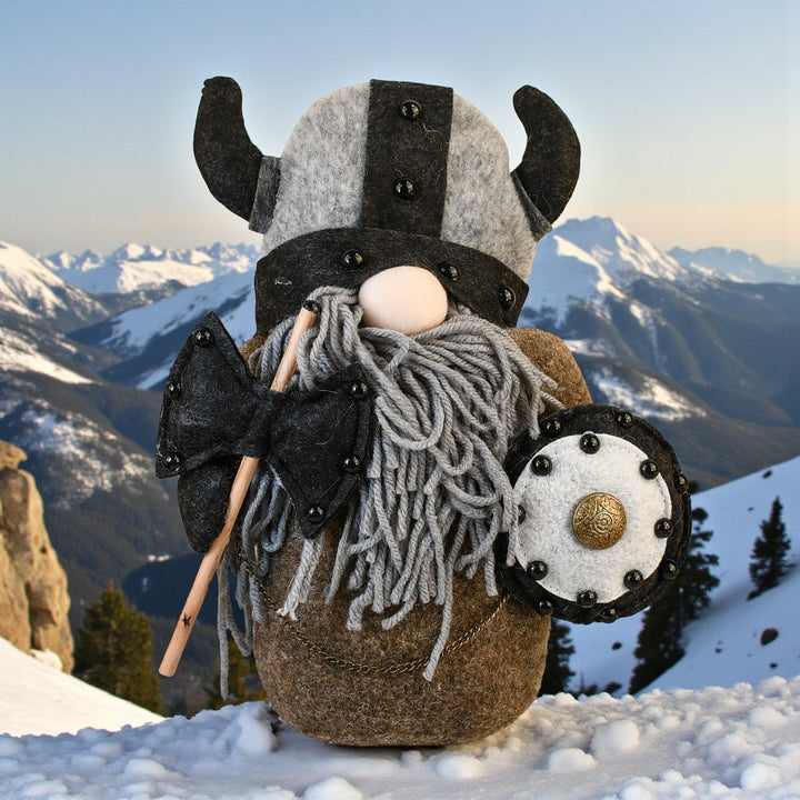 viking gnome plush weighted door stopper brown