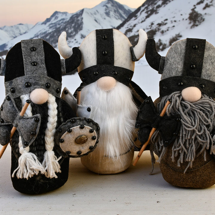 black white brown viking gnome weighted plush door stopper