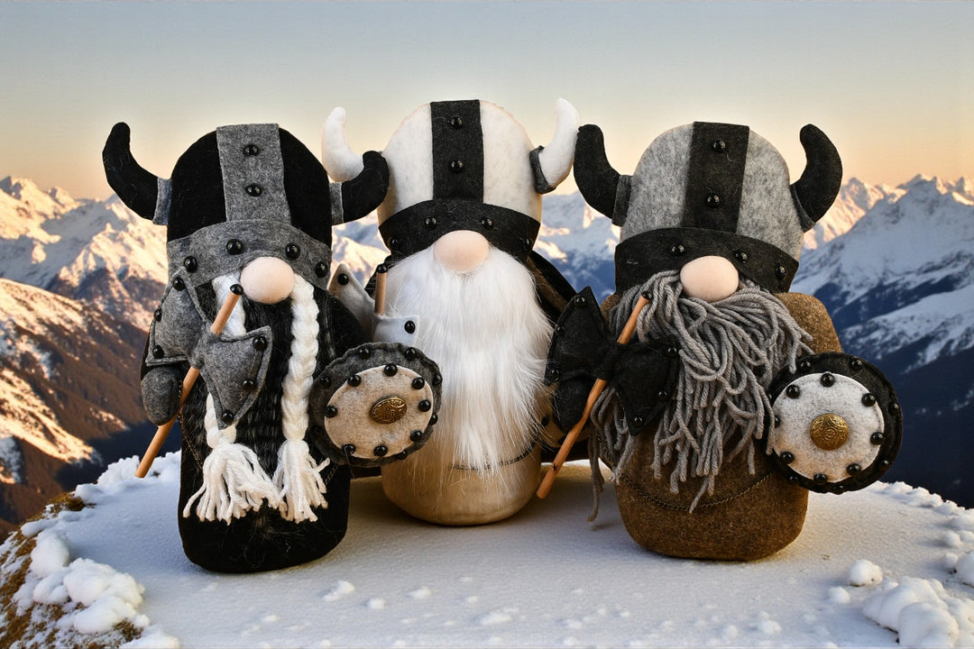 white black brown viking gnome weighted plush door stopper