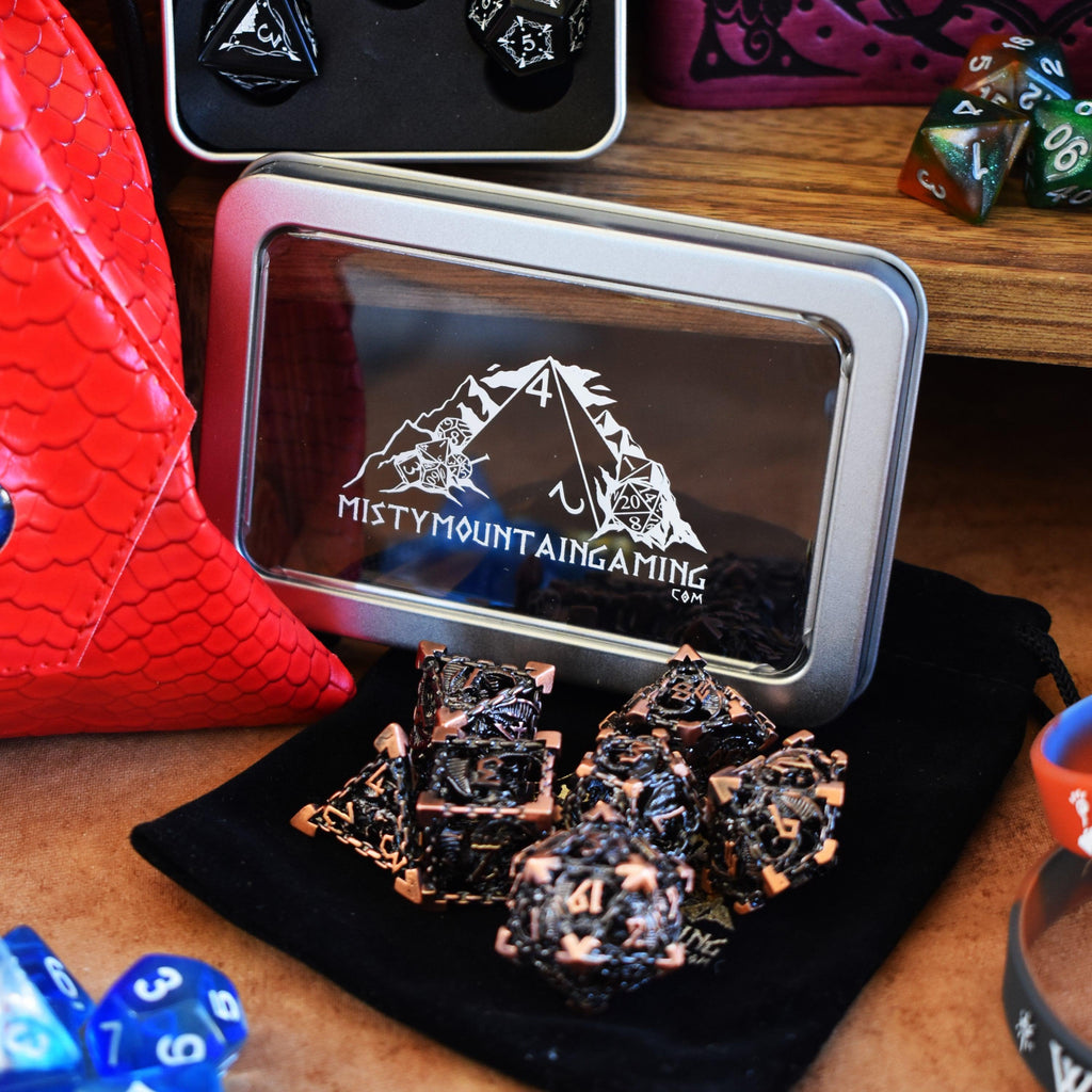 A set of hollow metal dice