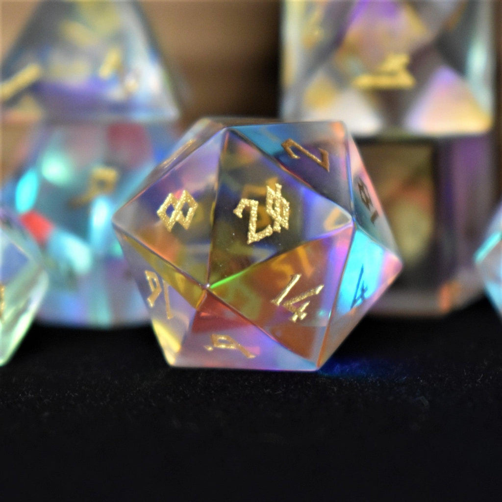 Elder Runes Prism Glass D20 die
