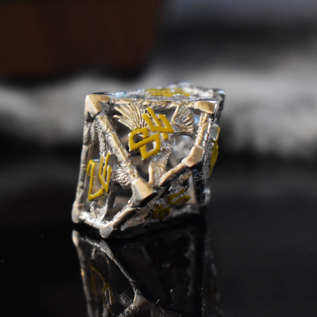 Hollow sterling silver die featuring yellow numbers in a Nordic font